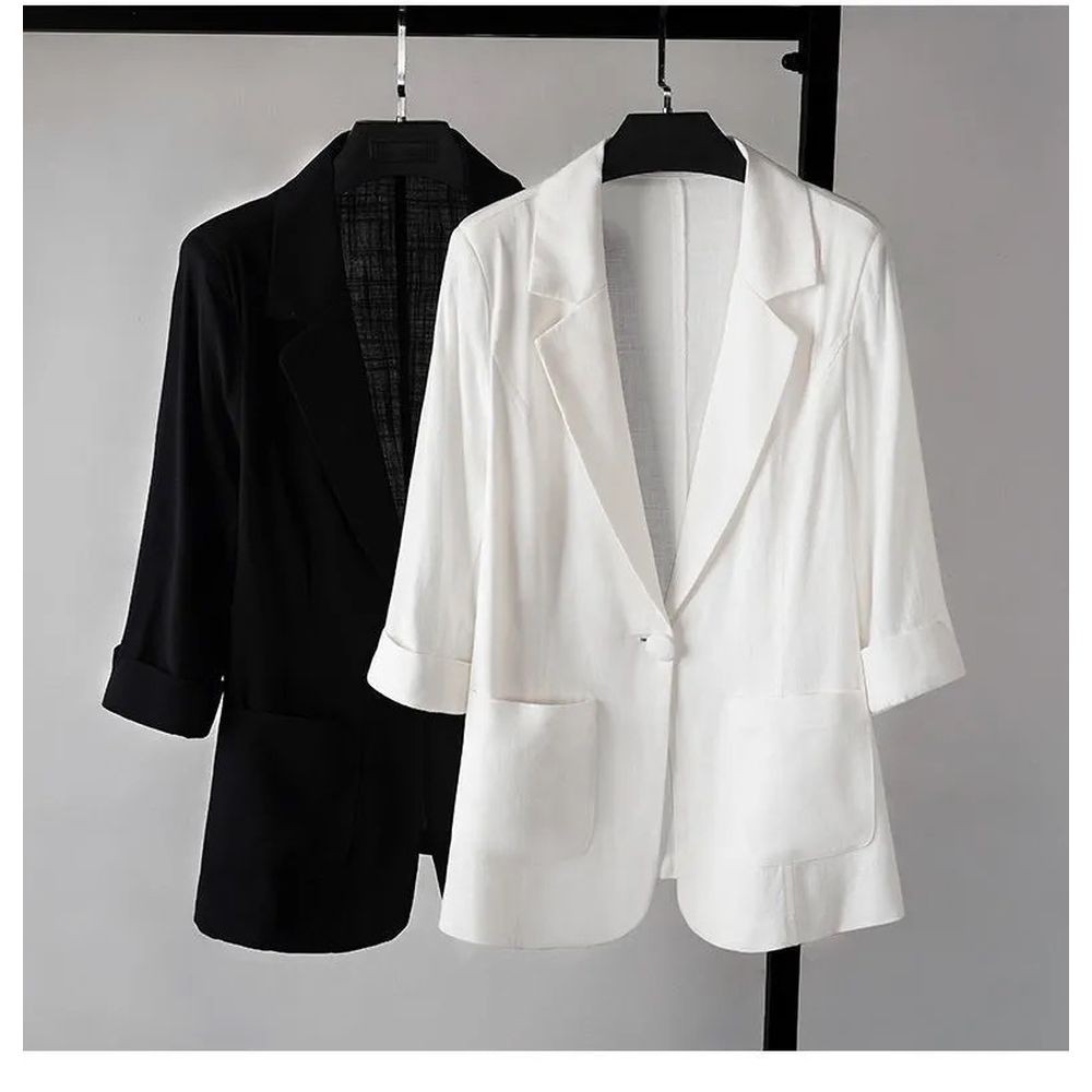 Small Suit Women's Thin Ice Silk Cotton Solid Color Casual Jacket